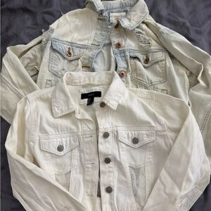 BUNDLE two light wash distressed denim crop jackets
